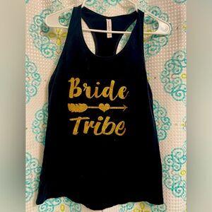 Bride tribe black and gold razorback tank top